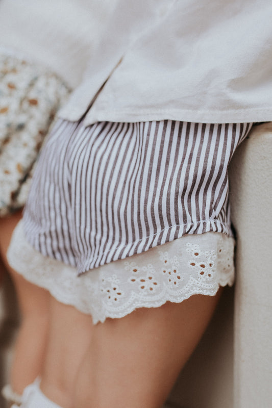 Short Bianca rayure marron