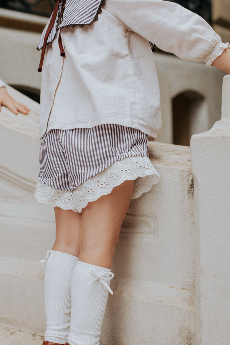 Short Bianca rayure marron