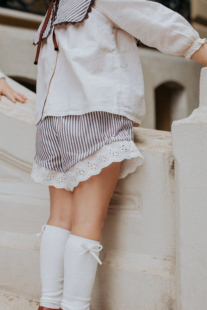 Short Bianca rayure marron