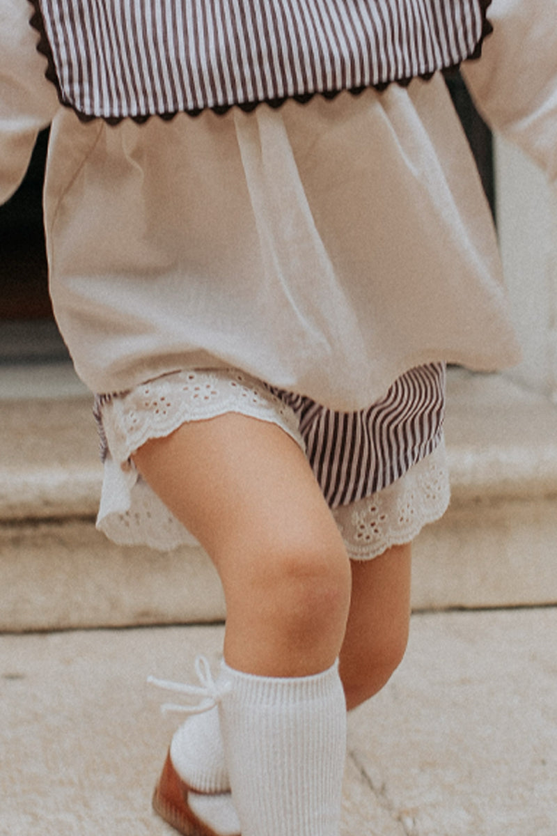 Short Bianca rayure marron