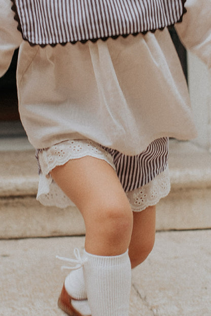 Short Bianca rayure marron